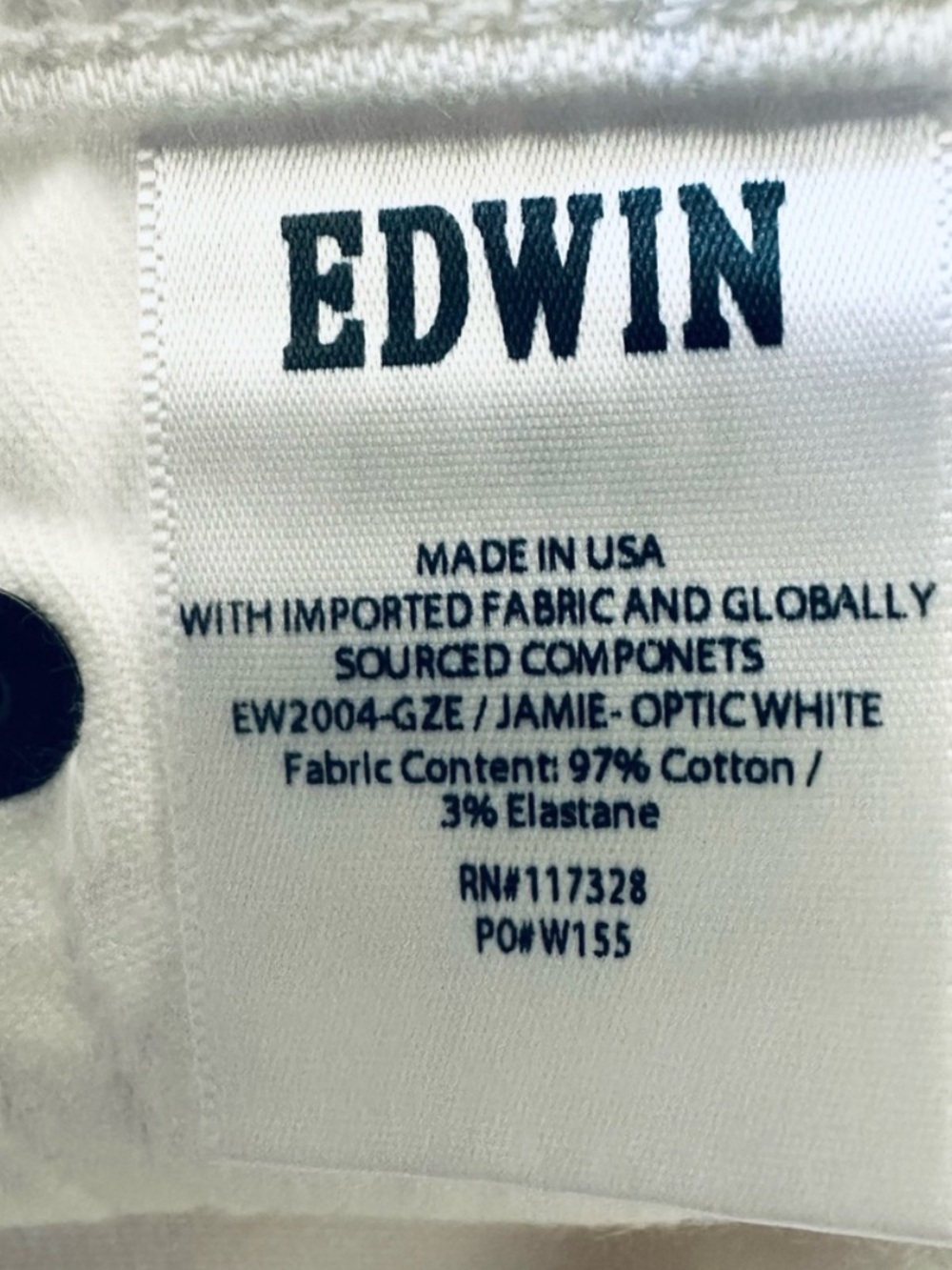 Edwin Jamie Boyfriend Relaxed Fit Denim Jean Pants, Optic White, Size 27, NWT - Picture 14 of 14